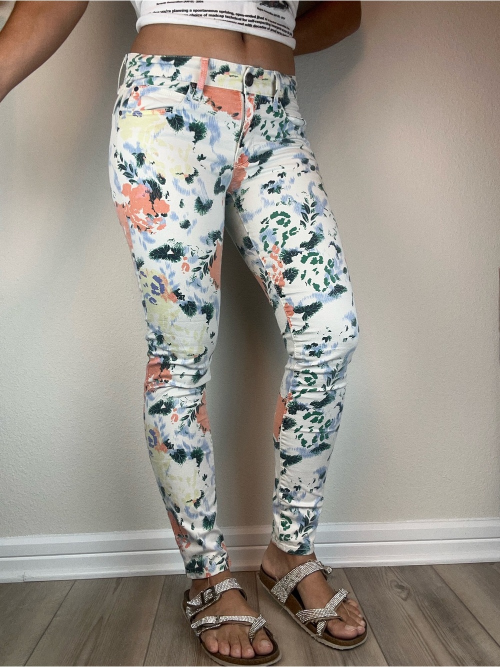 Gap 1969 Jeggings Womens Size 26 Floral Print Low Rise Skinny Denim Pants